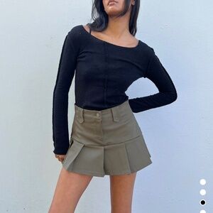 NWT OAK + FORT COTTON TWILL PLEATED MINI SKIRT